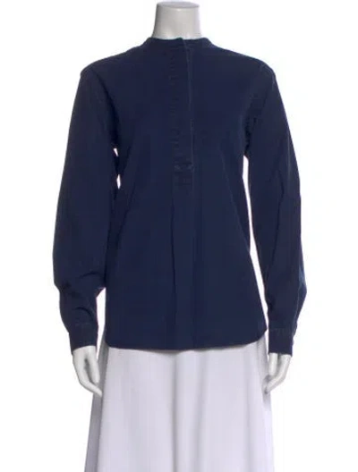 Pre-owned Sophie D'hoore Long Sleeve Button-up Top In Blue