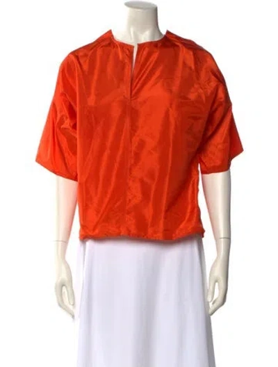 Pre-owned Sophie D'hoore Silk Crew Neck Blouse In Orange