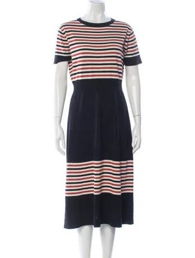 Pre-owned Sophie D'hoore Striped Midi Length Dress In Blue