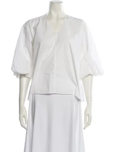 Pre-owned Sophie D'hoore V-neck Three-quarter Sleeve Blouse In White