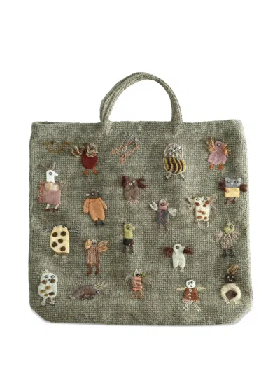Sophie Digard Animal-appliqué Tote Bag In Green