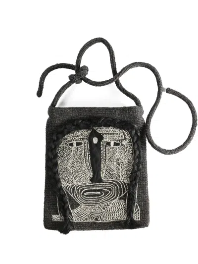 Sophie Digard Knitted Cross Body Bag In Gray