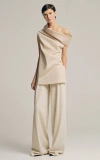 Sophie Et Voila Asymmetric Stretch-cotton Top In Neutral