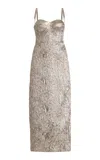 Sophie Et Voila Exclusive Metallic Jacquard Bustier Midi Dress In Silver