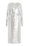 Sophie Et Voila Lamé Midi Dress In Silver