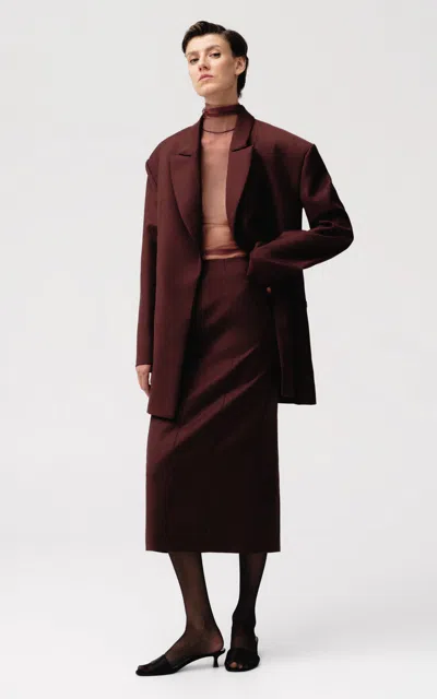 Sophie Et Voila Oversized Wool Blazer In Burgundy