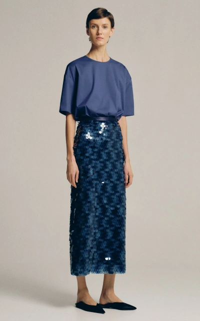Sophie Et Voila Paillette-embellished Midi Skirt In Blue