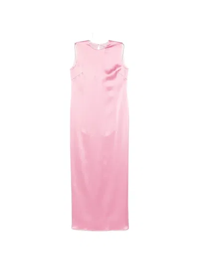 Sophie Et Voila Straight Satin Maxi Dress In Pink