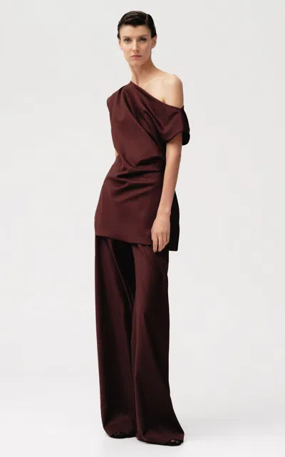 Sophie Et Voila Wool Wide-leg Pants In Burgundy