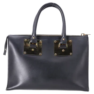 Sophie Hulme Saddle Albion Box Tote Bag Handbag In Black Leather
