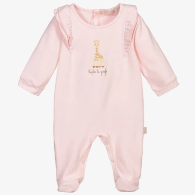 Sophie La Girafe Girls Pink Cotton Giraffe Babygrow