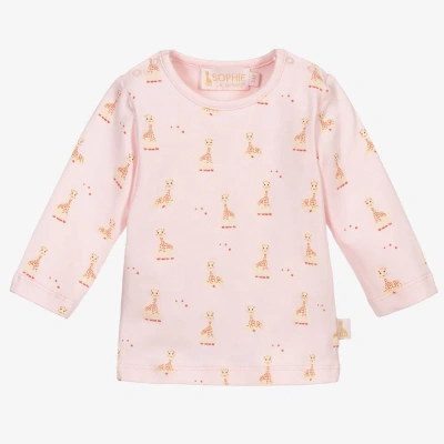 Sophie La Girafe Babies'  Girls Pink Cotton Giraffe Top