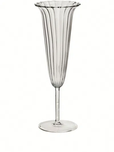 Sophie Lou Jacobsen Ribbed Effect Set Of Four Champagne Glass In Weiss