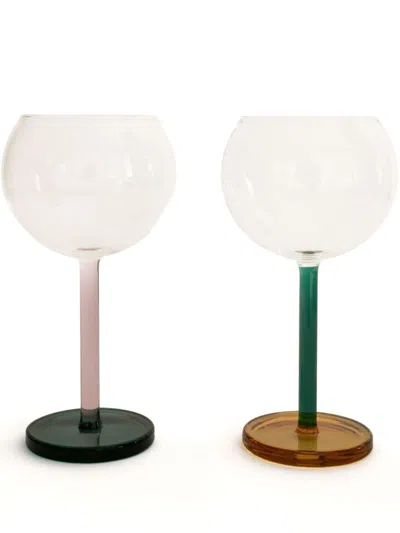 Sophie Lou Jacobsen Bilboquet Translucent Wine Glasses (set Of Two) In Pink