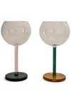 Sophie Lou Jacobsen Green, Orange And Pink Two-piece Glass Set In Pink