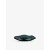 Sophie Lou Jacobsen Indigo Petal Large Glass Plate 24cm In Blue