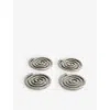 Sophie Lou Jacobsen Nickel  Aluminum Spiral Metal Coasters Set Of Four 8.8cm In Nickel  Aluminum