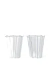 Sophie Lou Jacobsen Ribbed Glass Tumbler (set Of Two) In Blue