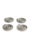 Sophie Lou Jacobsen Spiral Coasters (set Of Four) In Silver