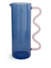 Sophie Lou Jacobsen Wave-handle Glass Pitcher In Blue