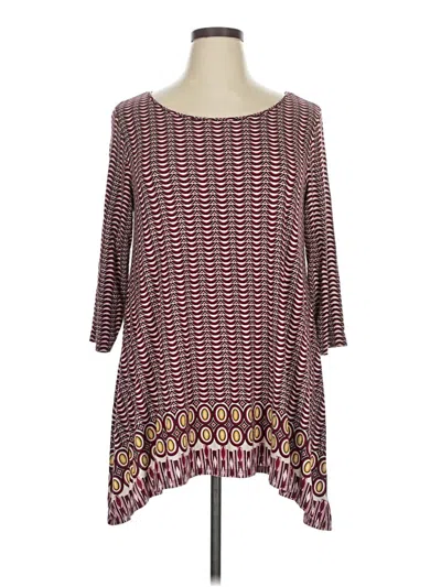 Pre-owned Sophie Max 3/4 Sleeve Blouse In Burgundy