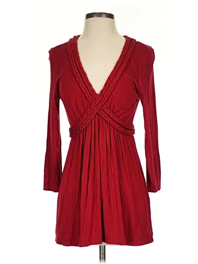 Pre-owned Sophie Max 3/4 Sleeve Top Red Plunge Neckline Tops