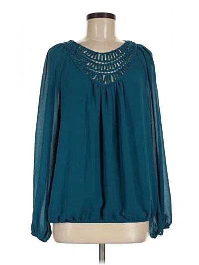 Pre-owned Sophie Max Long Sleeve Blouse In Teal