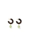 Sophie Monet Mist Wooded Hoop And Glass Drop Earrings In Multi
