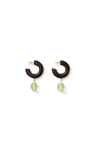 Sophie Monet Mist Wooded Hoop And Glass Drop Earrings In Multi