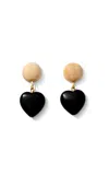 Sophie Monet Night Heart Wood And Black Onyx Drop Earrings