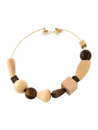 Pre-owned Sophie Monet Wood Bead Choker Necklace, 18" In Multi