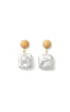 Sophie Monet Wooden And Square Pearl Drop Earrings In Multi