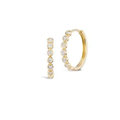 Sophie Ratner 15mm Bezel Hoops Earring In 14k Yellow Gold,diamond