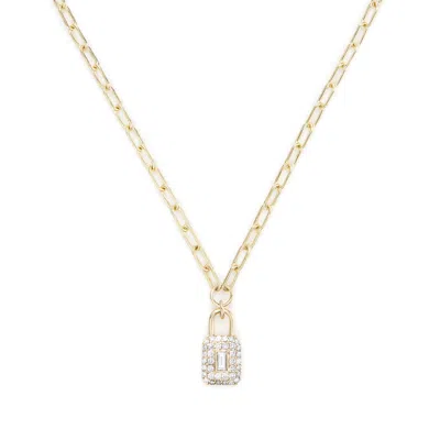 Sophie Ratner Diamond Squared Lock In Yellow Gold,white Diamonds