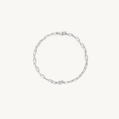 Sophie Ratner Jewelry Pierced Diamond Paperclip Bracelet Medium In Silver