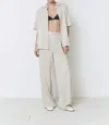 Sophie Rue Atelier Satin Pant In Light Grey In Beige