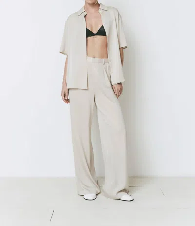 Sophie Rue Atelier Satin Pant In Light Grey In Beige