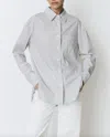 Sophie Rue Charlotte Button Down Shirt In Grey White Stripe In Multi