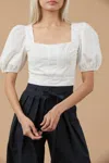 Sophie Rue Danielle Poplin Top In White In White