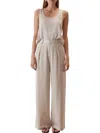 Sophie Rue Jennie Satin Wide Leg Trouser Pants In Cream In White
