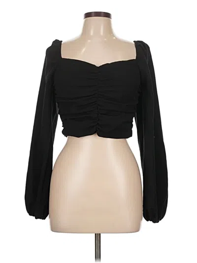 Pre-owned Sophie Rue Long Sleeve Top Black Sweetheart Neckline Tops