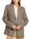 Sophie Rue Oxford Wool-blend Suit Jacket In Brown
