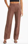 Sophie Rue Reise Button Tab Linen Pants In Brown