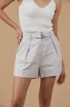 Sophie Rue Robyn Belted Linen Shorts In Lavender In Purple