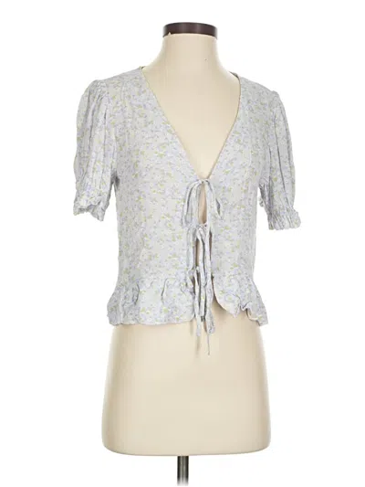 Pre-owned Sophie Rue Short Sleeve Blouse In Gray