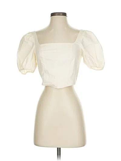 Pre-owned Sophie Rue Short Sleeve Blouse In White