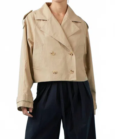 Sophie Rue Sydney Cropped Trench Jacket In Khaki In Neutral