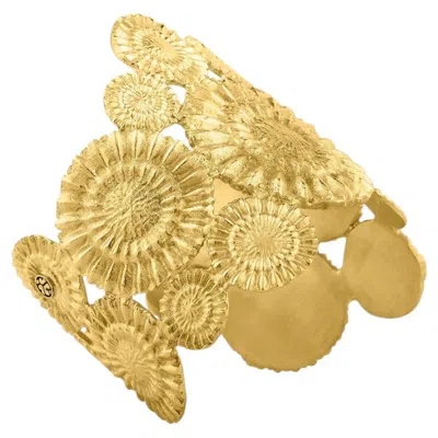 Pre-owned Sophie Simone Designs Amaré Cuff Bracelet In 22k Gold Plated Bronze By  In Multi