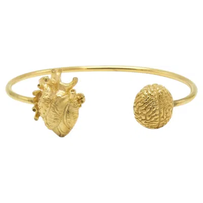 Pre-owned Sophie Simone Designs Heart Vs Brain Bracelet In 22k Gold Plated Bronze By  In Multi
