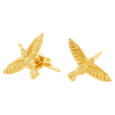 Pre-owned Sophie Simone Designs Huitzilin Mini Earrings In 22k Gold Plated Bronze By  In Multi